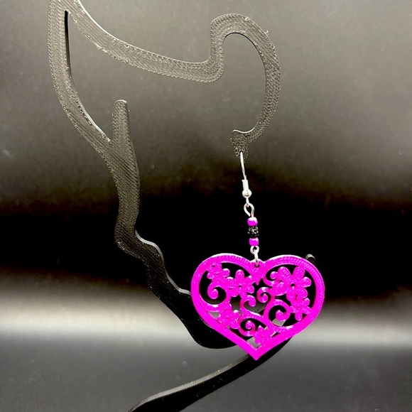 Heart Flower Earrings - Picture 4 of 6